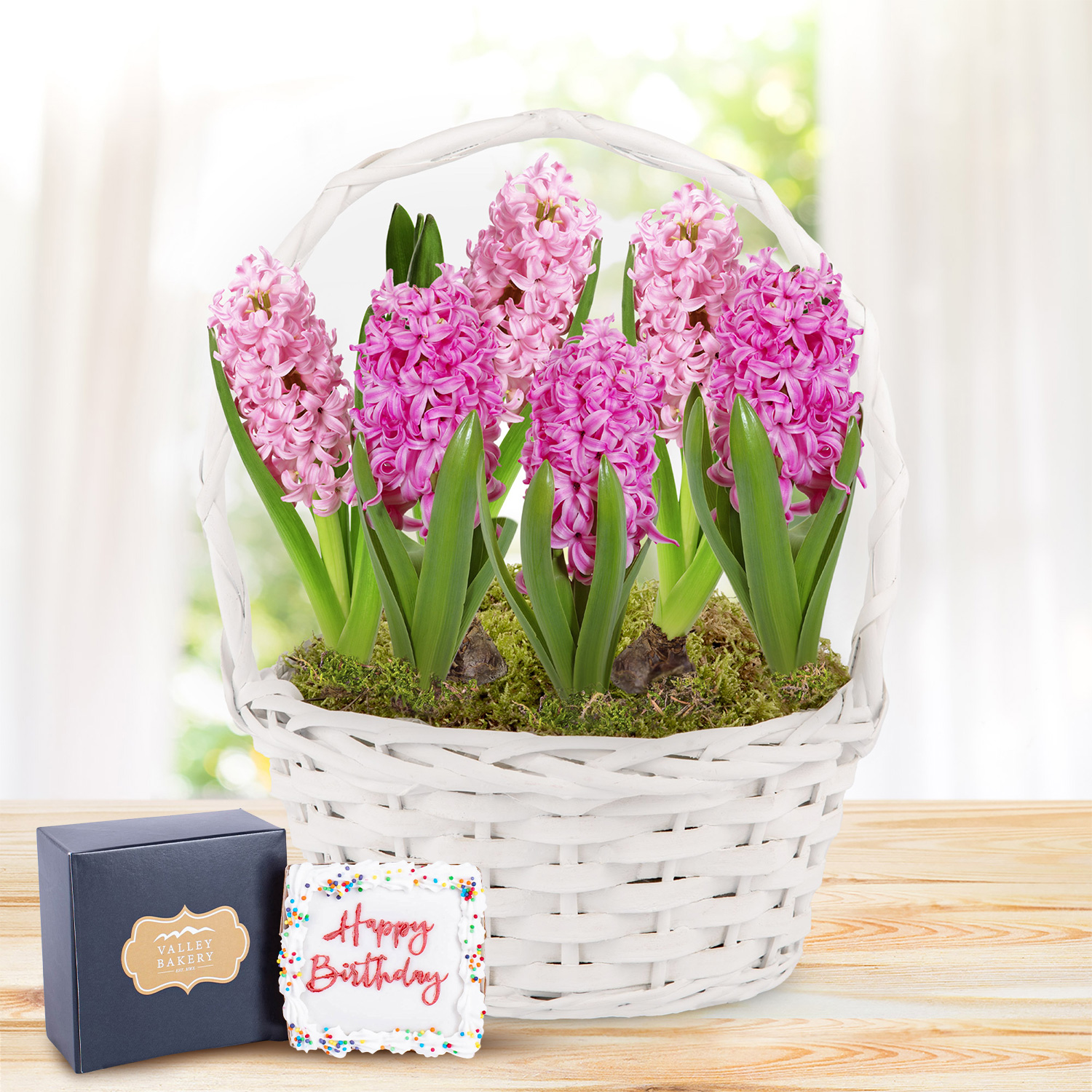 Pink Hyacinth Basket Birthday Gift