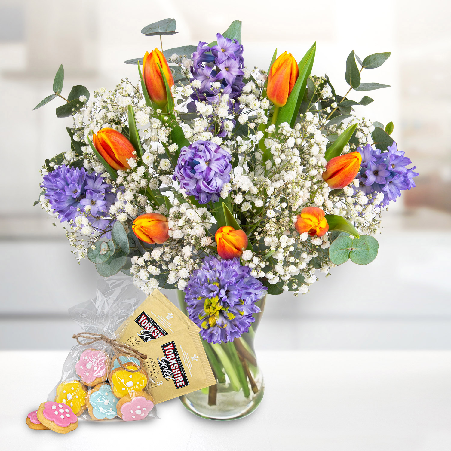 Tulips and Hyacinths Tea & Biscuits Gift