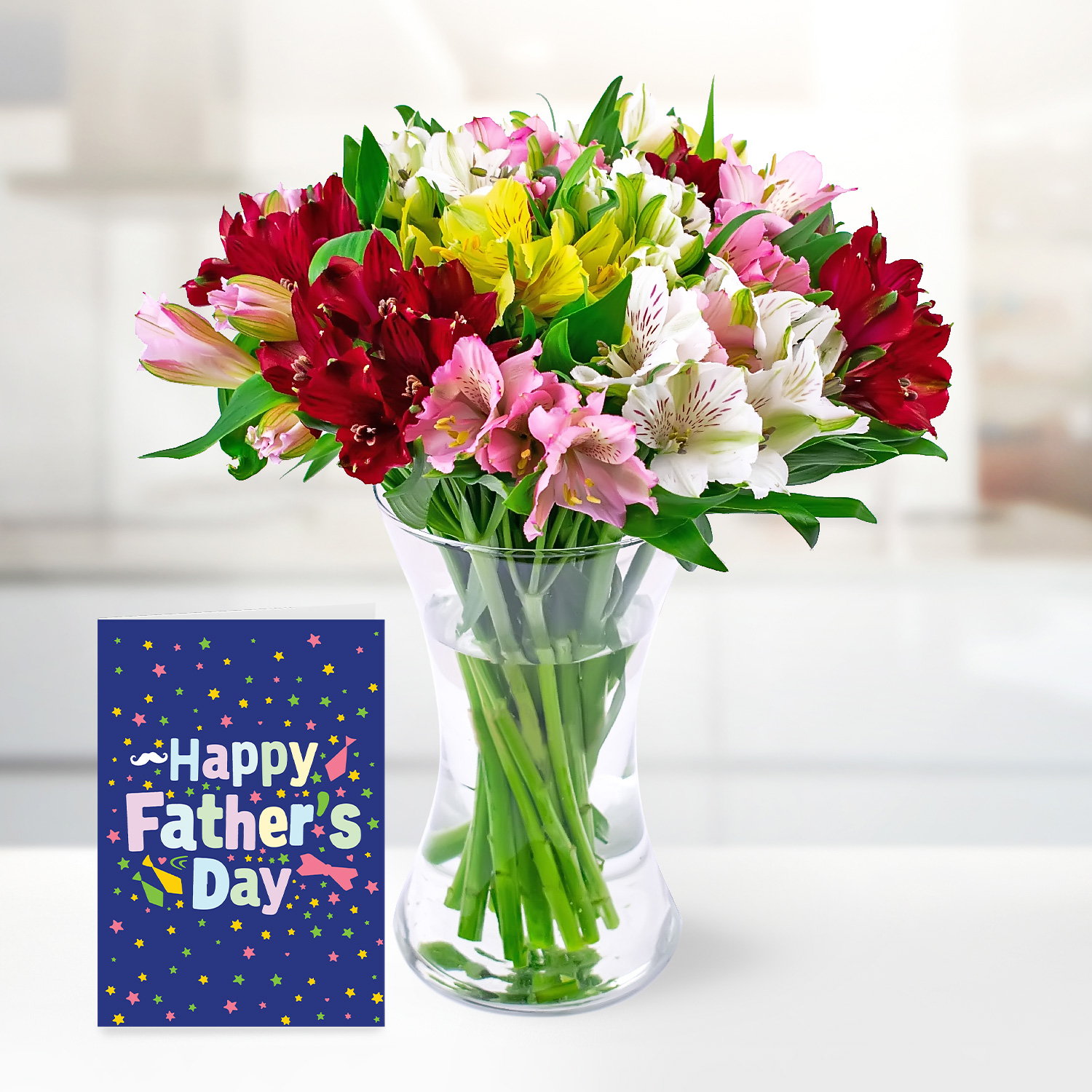 Glorious Alstro with Father's Day Card