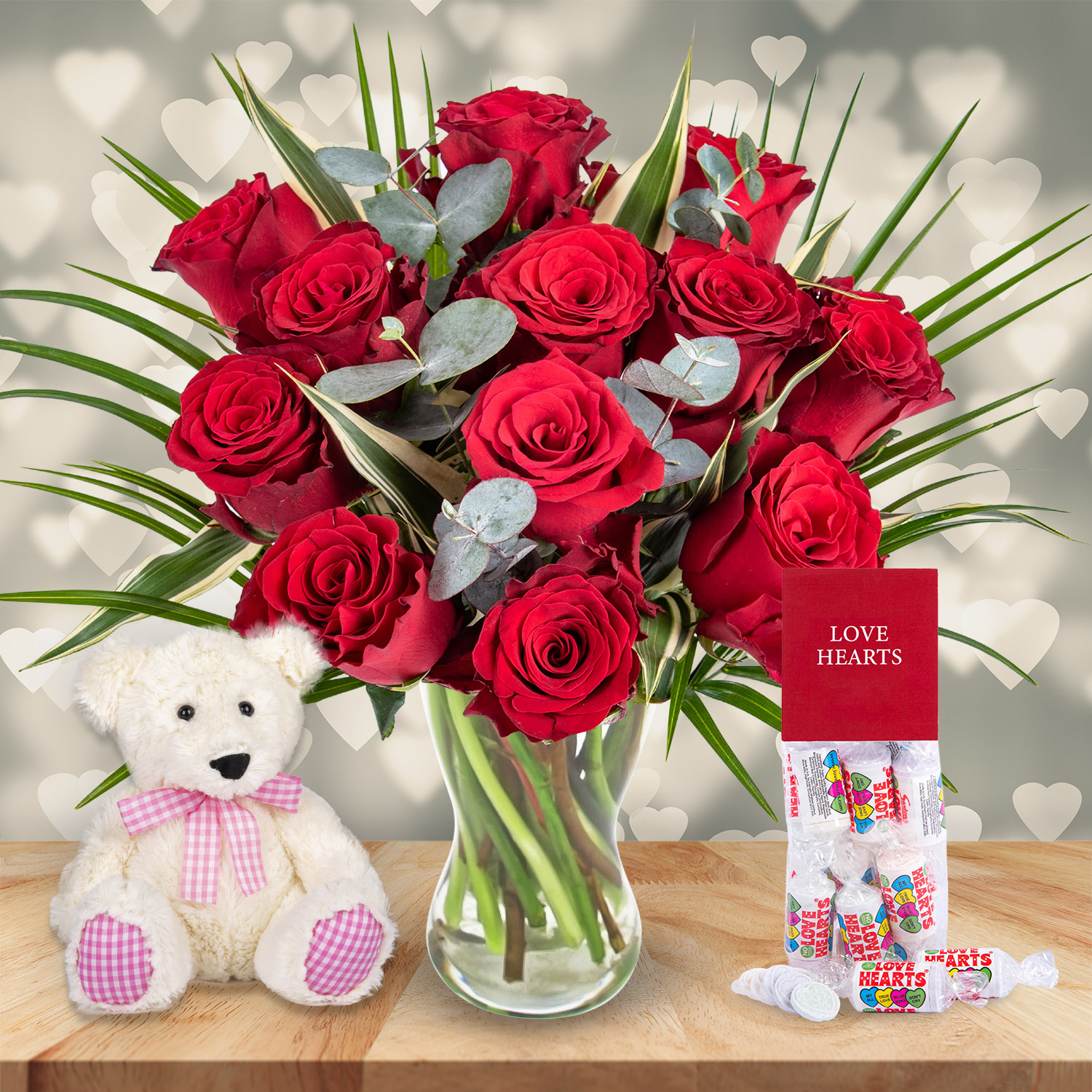 Valentine's Dozen Bear & Hearts Gift 