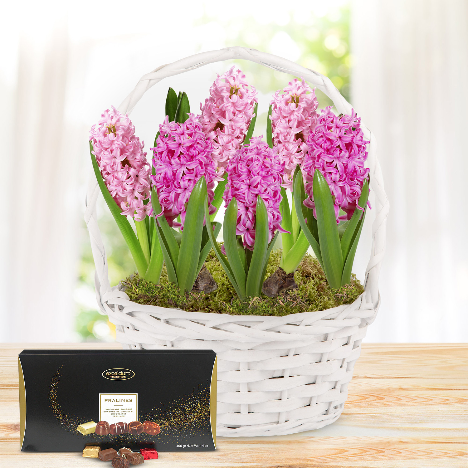 Pink Hyacinth Basket Deluxe Gift