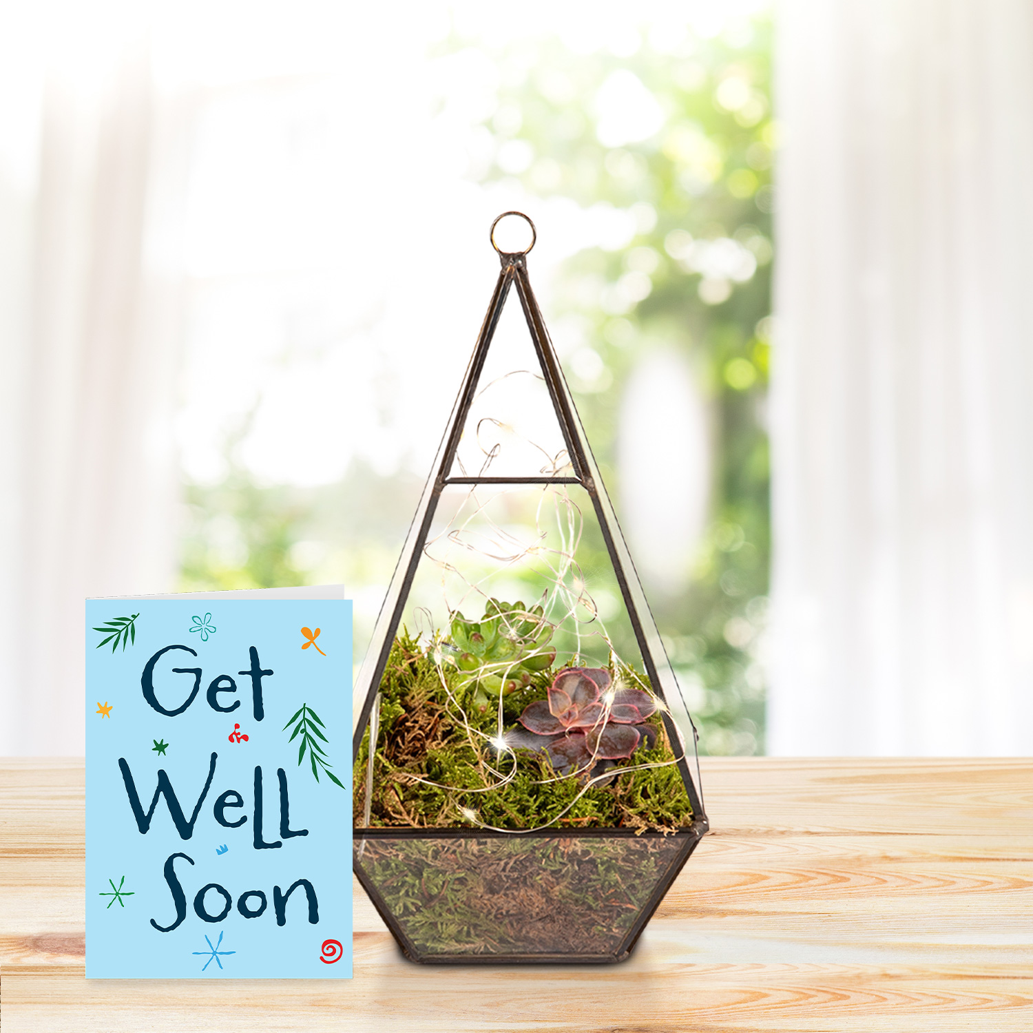 Earthly Eden Terrarium with Get Well Soon Card