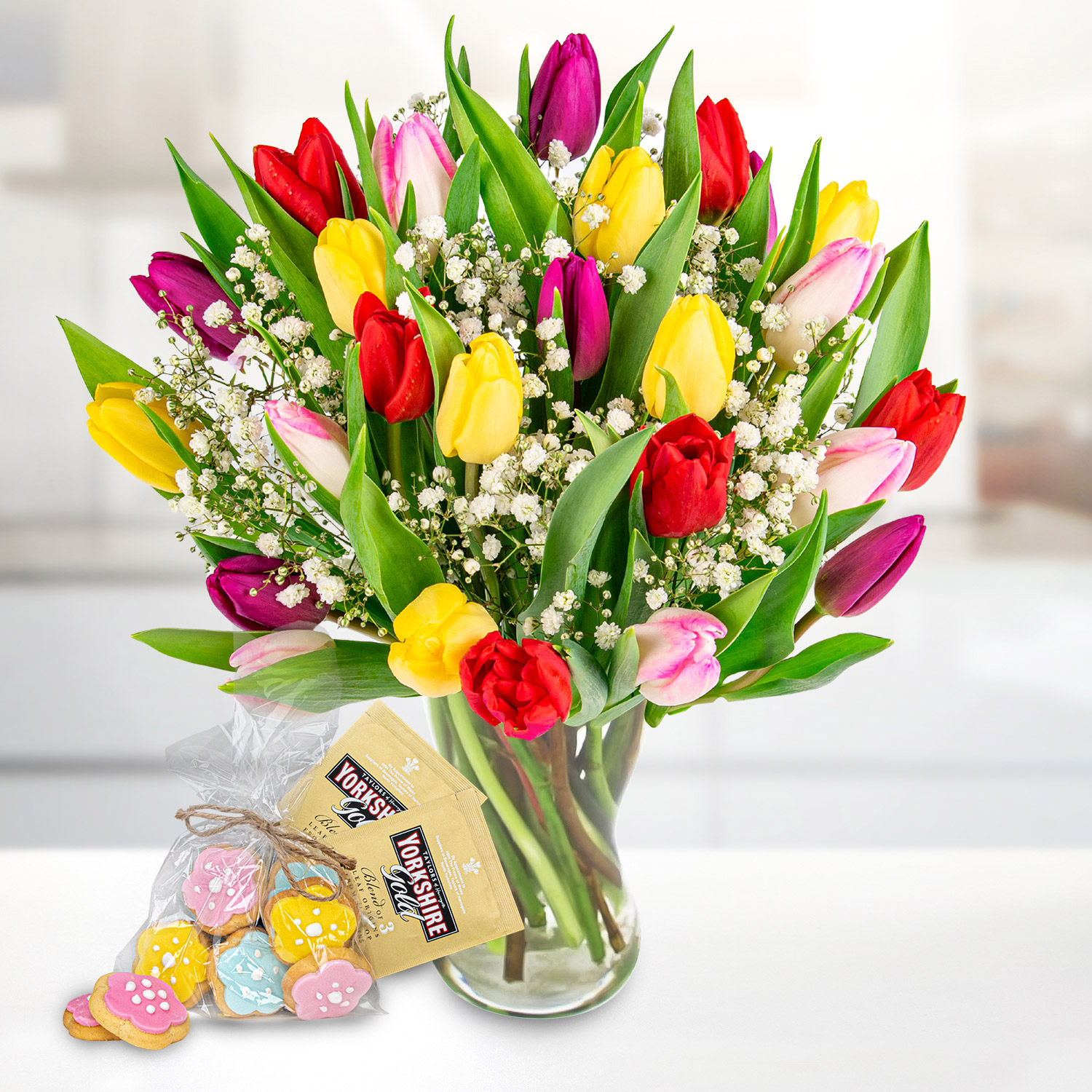 Bold Tulips Tea & Biscuits Gift