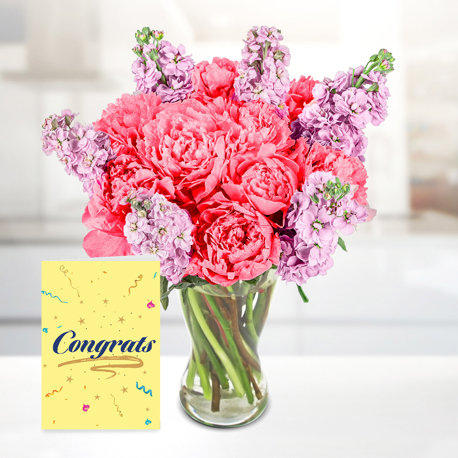Peony Blossom with Congratulations Card