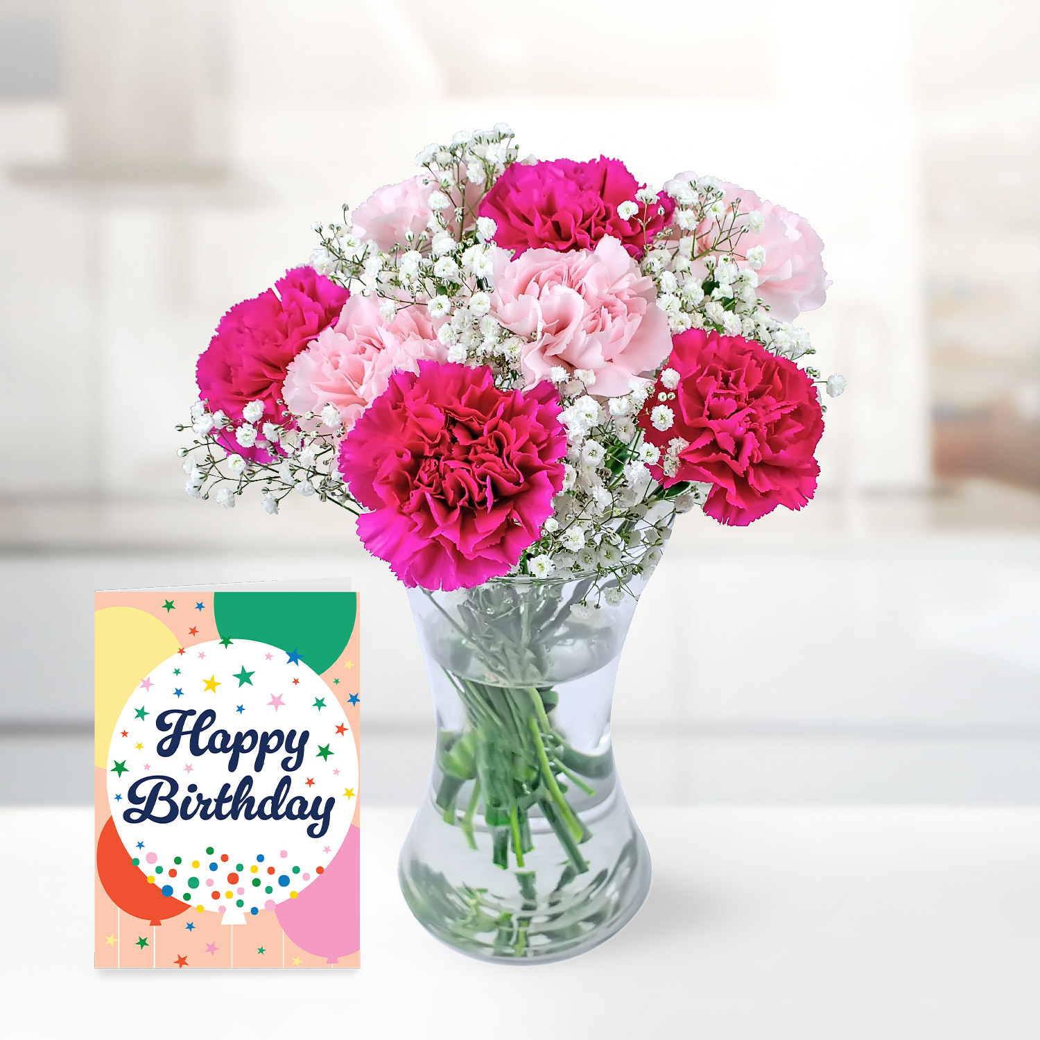 Charming Carnations with Birthday Card