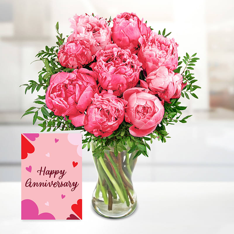 Peony Crush with Happy Anniversary Card