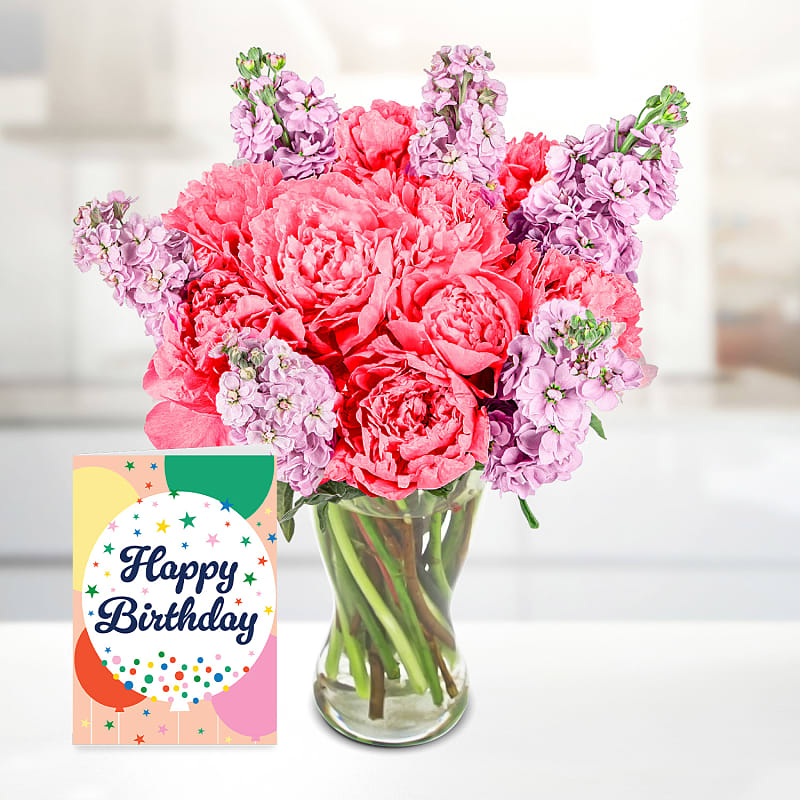 Peony Blossom with Birthday Card