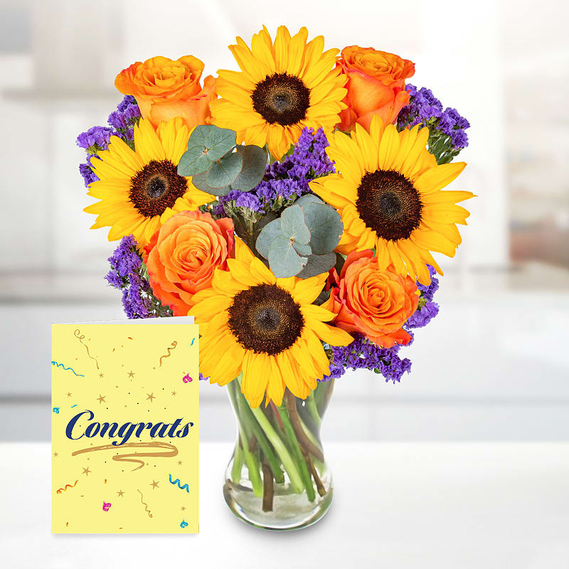  Sunflower Surprise with Congratulations Card