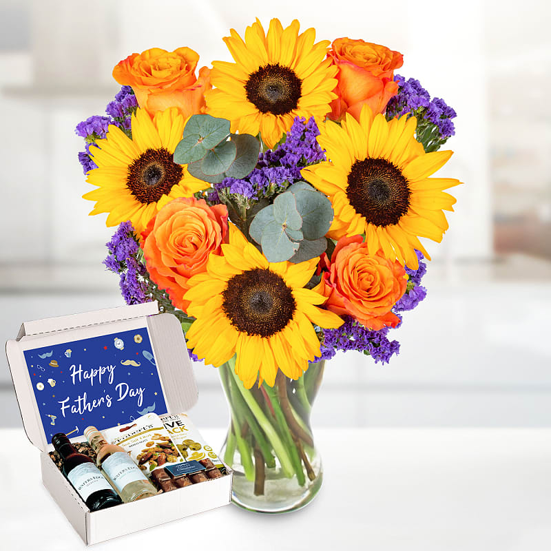  Dad's Sunflower Surprise Wine Delights Gift