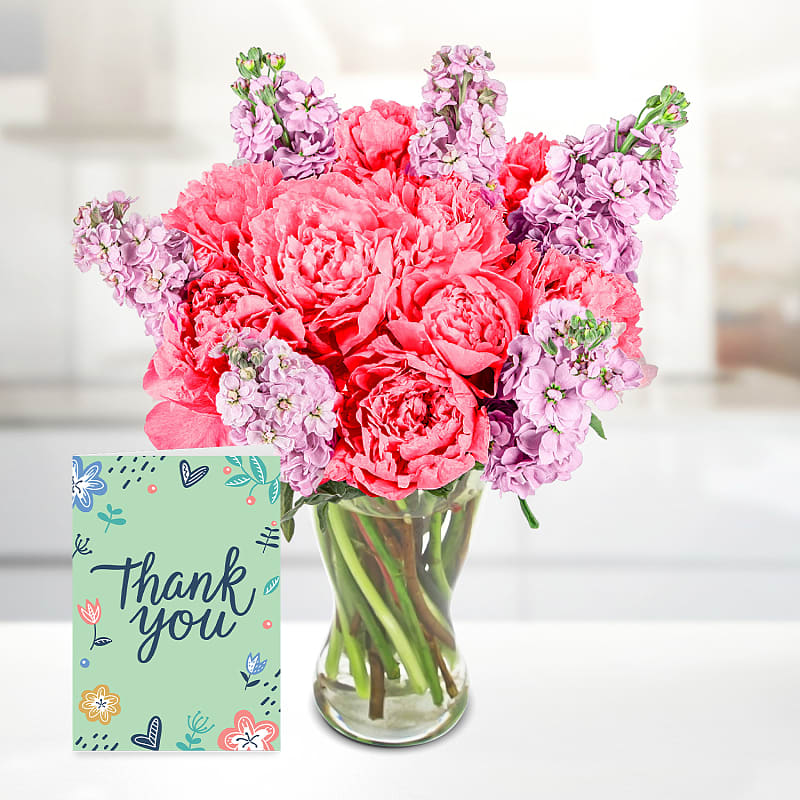 Peony Blossom with Thank You Card