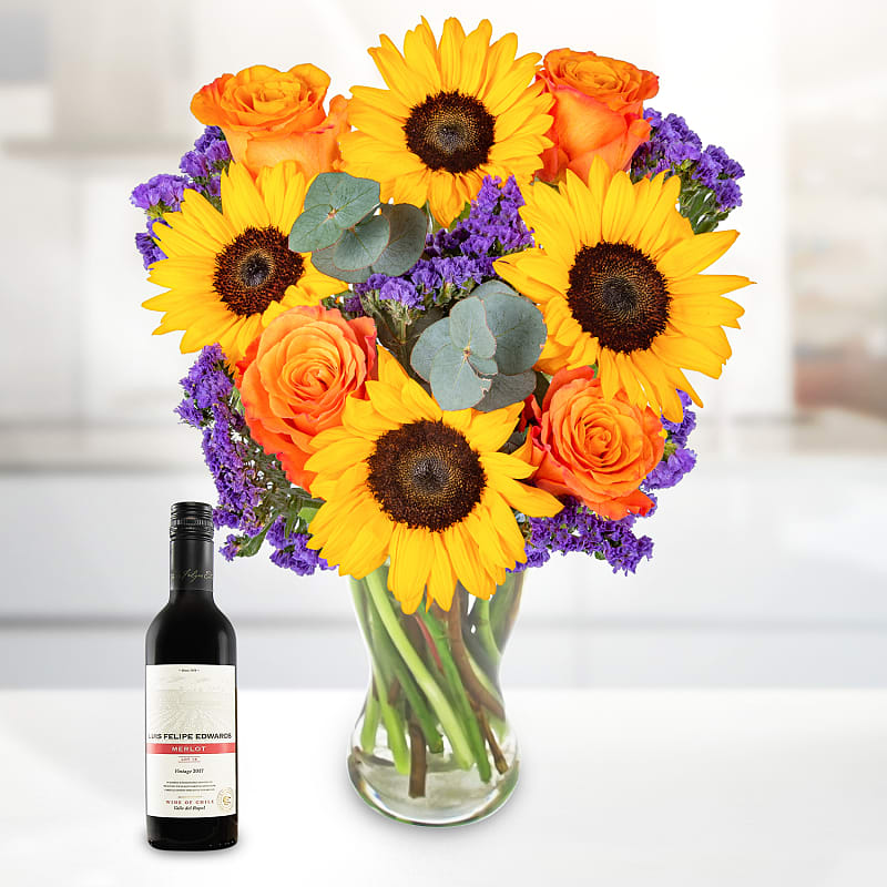  Sunflower Surprise Red Wine Gift