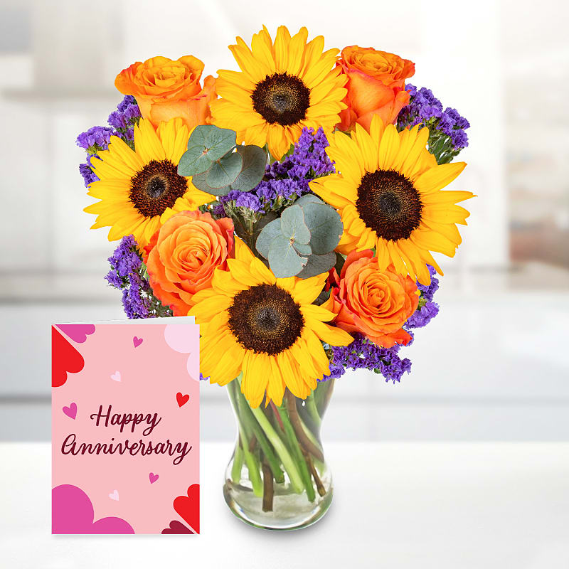  Sunflower Surprise with Happy Anniversary Card